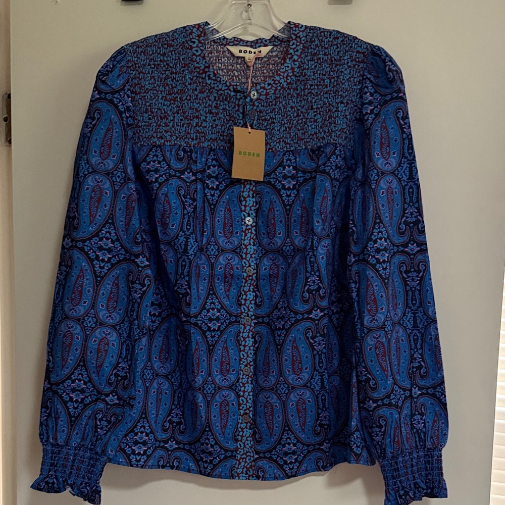 Boden Blue Paisley Women's Top